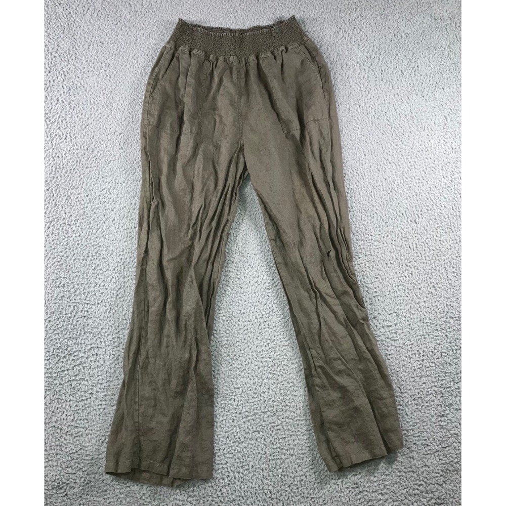 Magaschoni Wide Leg Linen Pants Women Large Pull On Elastic Waist‎ Boho Travel